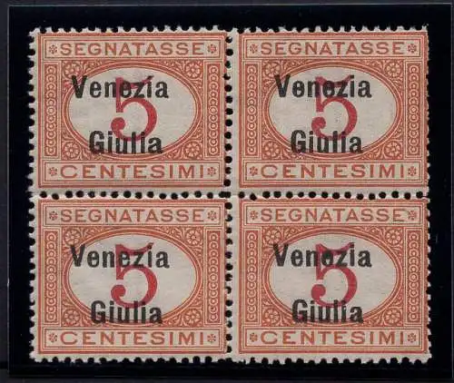 Venezia Giulia - Steuermarken 5 m. Brief a unterschiedlicher Schrift postfrisch