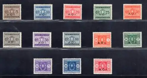 A.O.I. - Aufgedruckte Steuermarken aus Italien Nr. 1/13 MNH