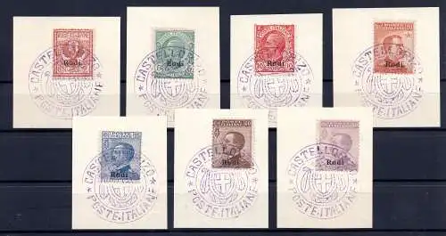 Castelrosso - Italienische Briefmarken Rhodos, sieben Werte