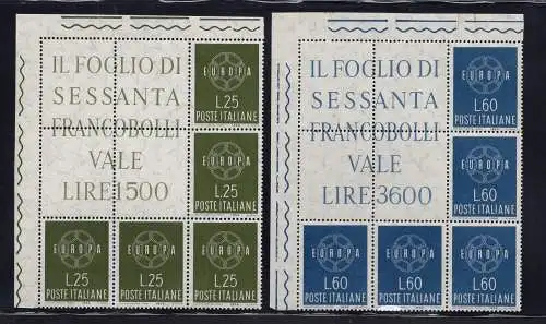 Europa 1959 Nr. 877/878 Eckblock von fünf Exemplaren - postfrisch