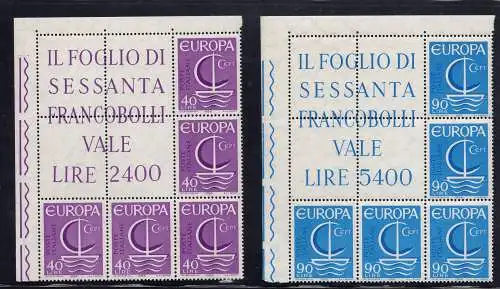 Europa 1966 Nr. 1029/1030 Eckblock von fünf Exemplaren - postfrisch