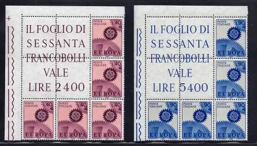 Europa 1967 Nr. 1038/1039 Eckblock von fünf Exemplaren - postfrisch