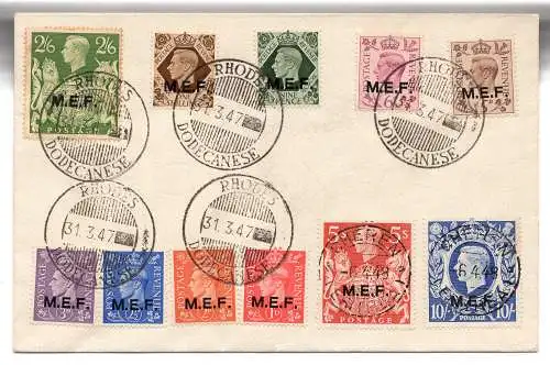 M.E.F. London Auflage Nr. 6/16 auf Stornierungsumschlag Rhodes und Cheren