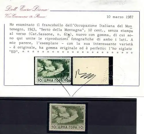 Montenegro - Serto della Montagna Sorte Nr. 61g - MH