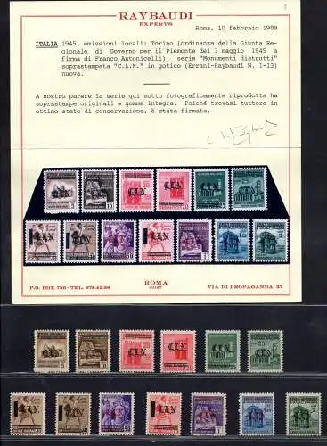 C.L.N. Turin - Raybaudi Unified Certified Series Nr. 1/13 - MNH