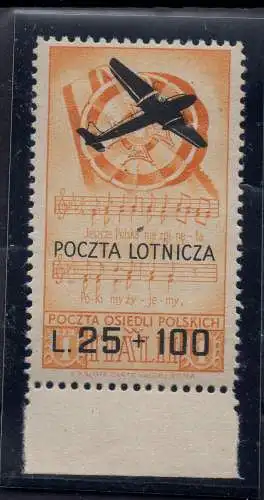 Polnisches Korps - Luftpost Lire 25 + 100 Nr. 3 - MNH