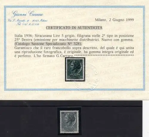 Syrakus Lire 5 Nr. B762 / I stelle II liegend - MNH