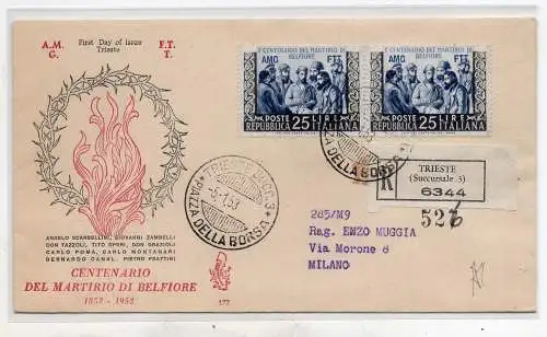 Märtyrer von Belfiore Nr. 163 Paar auf FDC Venetia Racc.