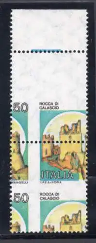 Castelli Lire 50 Rocca di Calascio verschobene Verzahnung - MNH