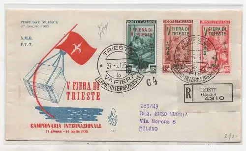 V. Messe Trieste Nr. 178/180 auf FDC Venetia Racc.