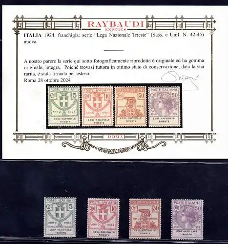 Parastatali Lega Nazionale Trieste Nr. 42/45 Zertifikat - MNH