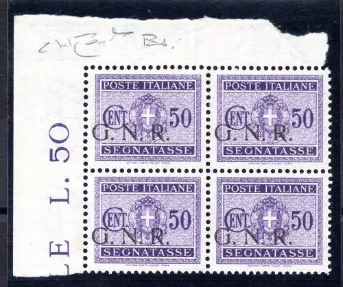 GNR Segnatasse Cent. 50 Brescia Nr. 53 / Die Sorten in Quartina - MNH