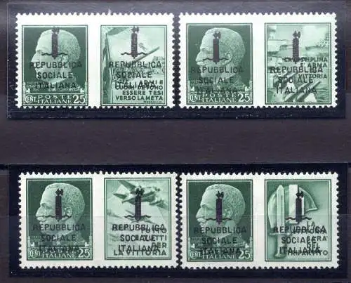 Kriegspropaganda Cent. 25, 4 Werte Florenz Nr. 37/40 MNH