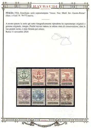 Überdruckte Staatsschutz Ass. Naz. Mut. Inv. Krieg Nr. 70/77 - MNH