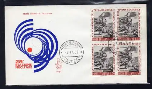 Italien FDC Venetia 1967 Atomreaktion Viertel nicht gereist