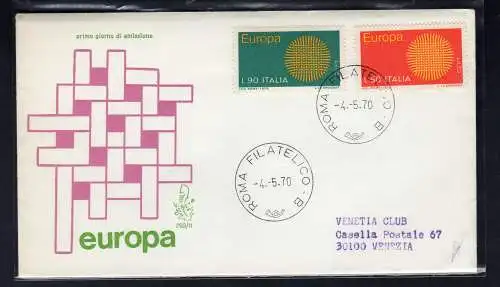 Italien FDC Venetia 1970 Europa reiste nach Italien