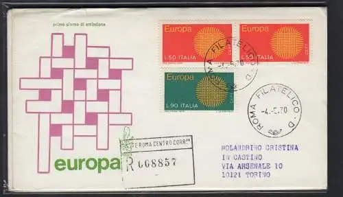 Italien FDC Venetia 1970 Europa gereist Racc. für Italien