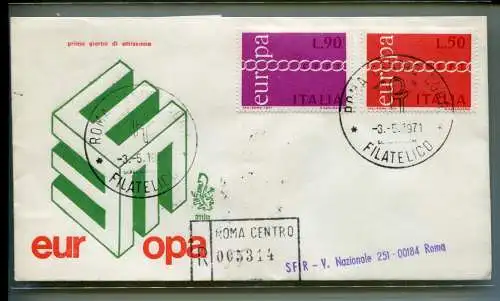 Italien FDC Venetia 1971 Europa gereist Racc. für Italien