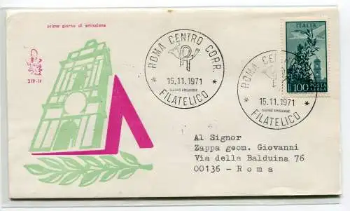 Italien FDC Venetia 1971 Kapitol Lire 100 gereist nach Italien