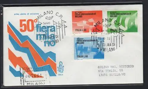 Italien FDC Venetia 1972 Fiera di Milano voyata Racc. für Italien