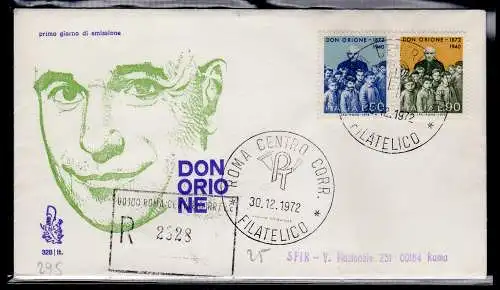 Italien FDC Venetia 1972 Don Orione gereist Racc. für Italien