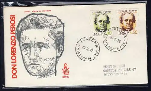 Italien FDC Venetia 1972 Perosi reiste nach Italien