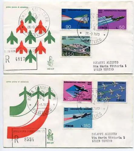 Italien FDC Venetia 1973 Aeronautica Militare voyata Racc. für Italien