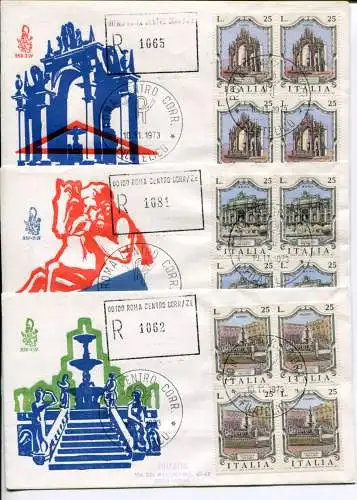 Italien FDC Venetia 1973 Fontane quartina voyata Racc. für Italien