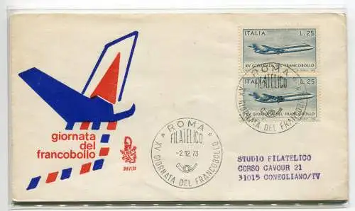 Italia FDC Venetia 1973 Gior. Briefmarke Paar gereist nach Italien