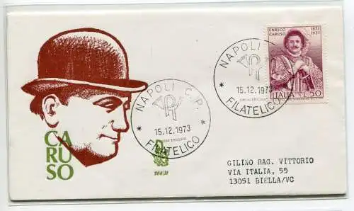 Italien FDC Venetia 1973 Caruso reiste nach Italien