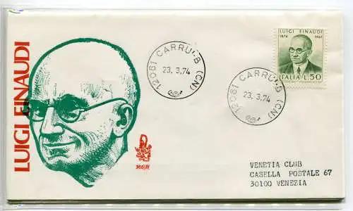 Italien FDC Venetia 1974 Einaudi reiste nach Italien