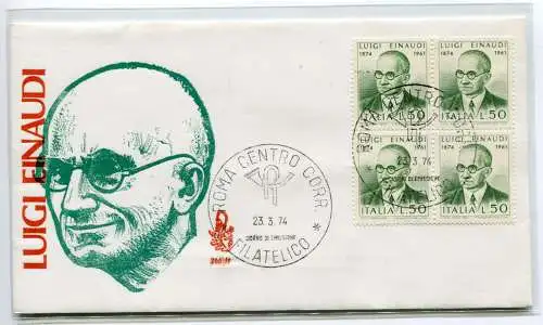 Italien FDC Venetia 1974 Einaudi Viertel nicht gereist