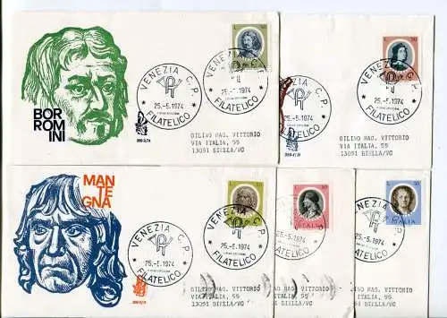 Italien FDC Venetia 1974 Italienische Künstler reiste nach Italien