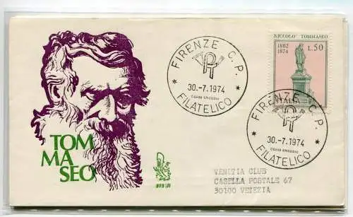 Italien FDC Venetia 1974 Tommaseo reiste nach Italien