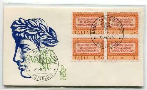 Italien FDC Venetia 1974 Varrone Quartina nicht gereist