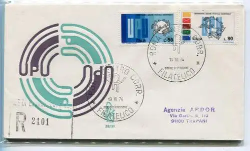 Italien FDC Venetia 1974 UPU gereist Racc. für Italien