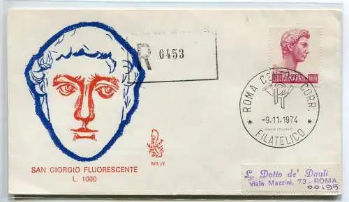 Italien FDC Venetia 1974 San Giorgio 1.000 gereist Racc. für Italien