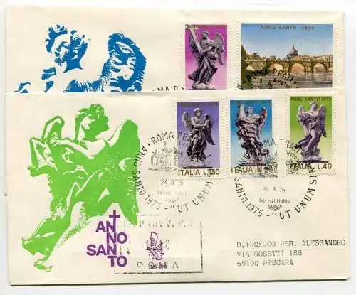 Italien FDC Venetia 1975 Anno Santo voyata Racc. für Italien