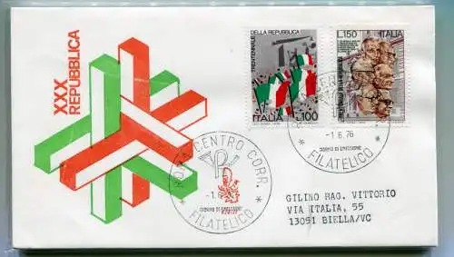 Italien FDC Venetia 1976 XXX Republik reiste nach Italien