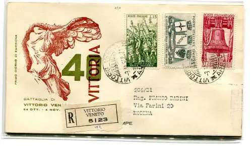 Italien FDC Venetia 1958 Vittoria voyata Racc. für Italien