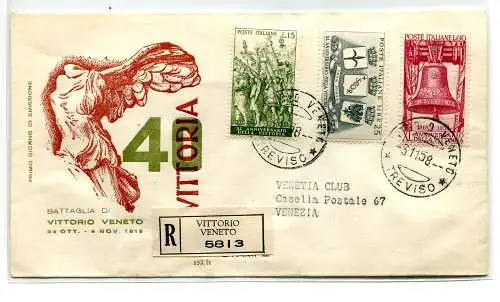 Italien FDC Venetia 1958 Vittoria voyata Racc. für Italien