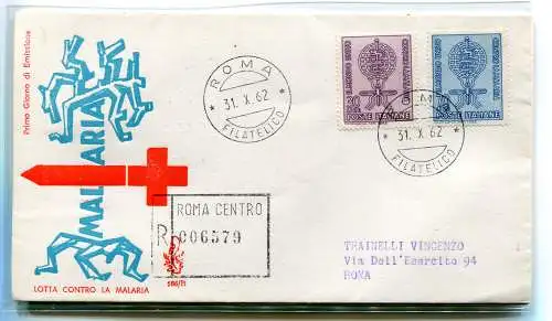 Italien FDC Venetia 1962 Malaria gereist Racc. für Italien