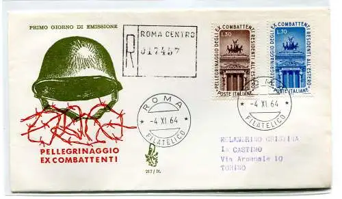 Italien FDC Venetia 1964 Ex Combattenti gereist Racc. für Italien