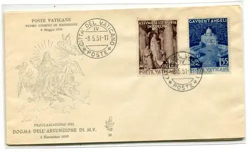 Vatikan FDC Venetia 1951 Dogma nicht gereist