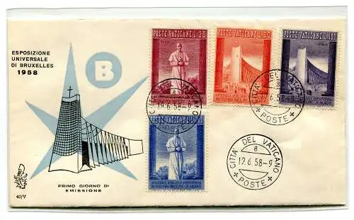 Vatikan FDC Venetia 1958 Brüssel nicht gereist