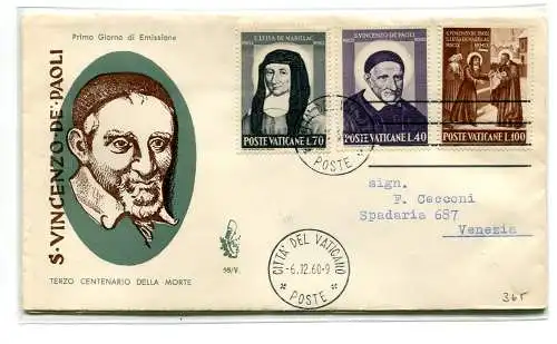 Vatikan FDC Venetia 1960 San Vincenzo nicht gereist