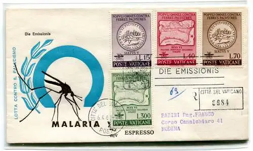 Vatikan FDC Venetia 1962 Malaria voyata Racc. für Italien