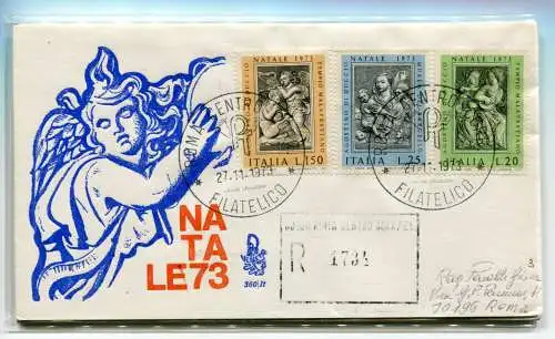 Italien FDC Venetia 1973 Weihnachten gereist Racc. für Italien