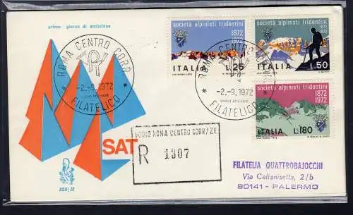 Italien FDC Venetia 1972 Società Alpinisti voyata Racc. für Italien