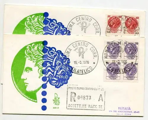 Italien FDC Venetia 1976 Syrakus 150 400 Viertelreise Racc. für Italien